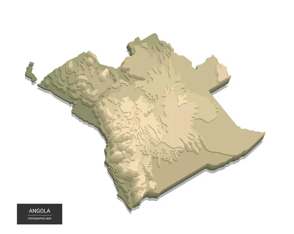 Angola Karte Digitale Topografische Höhenkarte Vektorillustration Farbiges Relief Zerklüftetes Gelände — Stockvektor