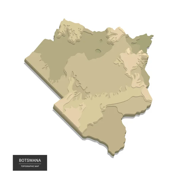ボツワナ地図 3Dデジタル高高度地形図 3Dベクトルイラスト 色の救済 頑丈な地形 地図学とトポロジー — ストックベクタ