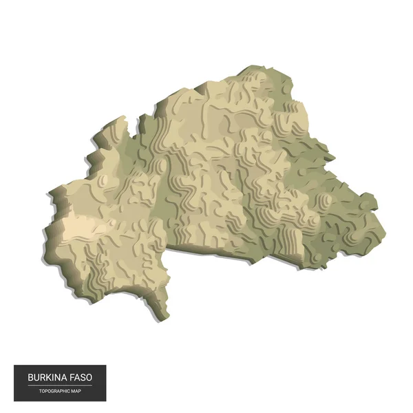 布基纳法索地图 三维数字高空地形图 3D矢量图解 彩色浮雕 崎岖的地形 制图和地形学 — 图库矢量图片