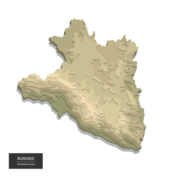 ブルンジ地図 3Dデジタル高高度地形図 3Dベクトルイラスト 色の救済 頑丈な地形 地図学とトポロジー — ストックベクタ