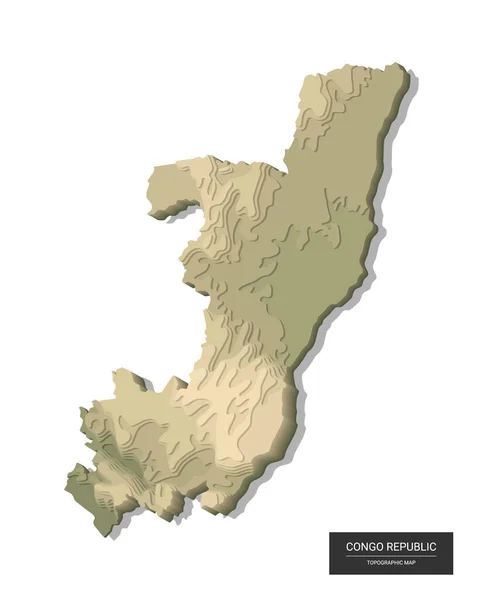 コンゴ共和国地図 3Dデジタル高高度地形図 3Dベクトルイラスト 色の救済 頑丈な地形 地図学とトポロジー — ストックベクタ