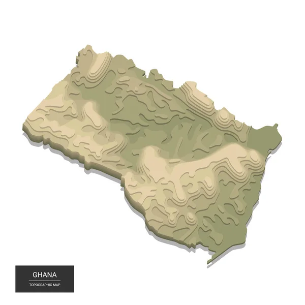 Ghana Karte Digitale Topografische Höhenkarte Vektorillustration Farbiges Relief Zerklüftetes Gelände — Stockvektor