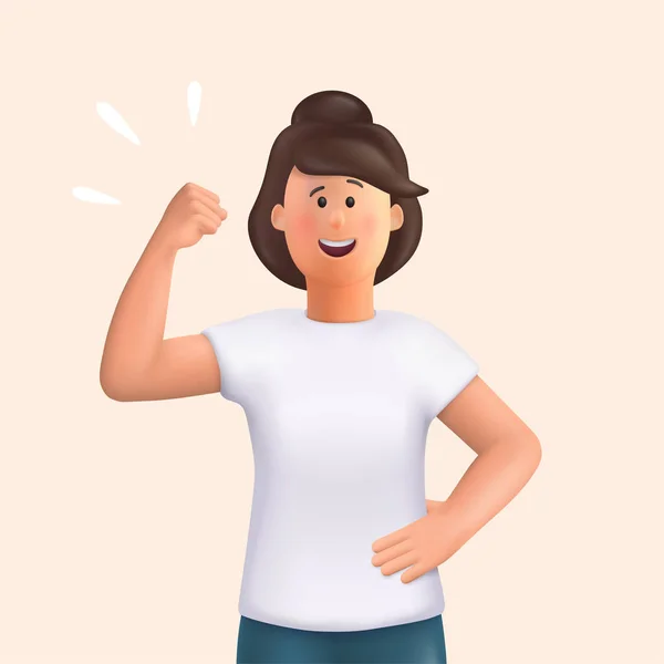 Jovencita Jane Haciendo Gesto Ganador Con Puño Cerrado Mujer Fuerte — Vector de stock