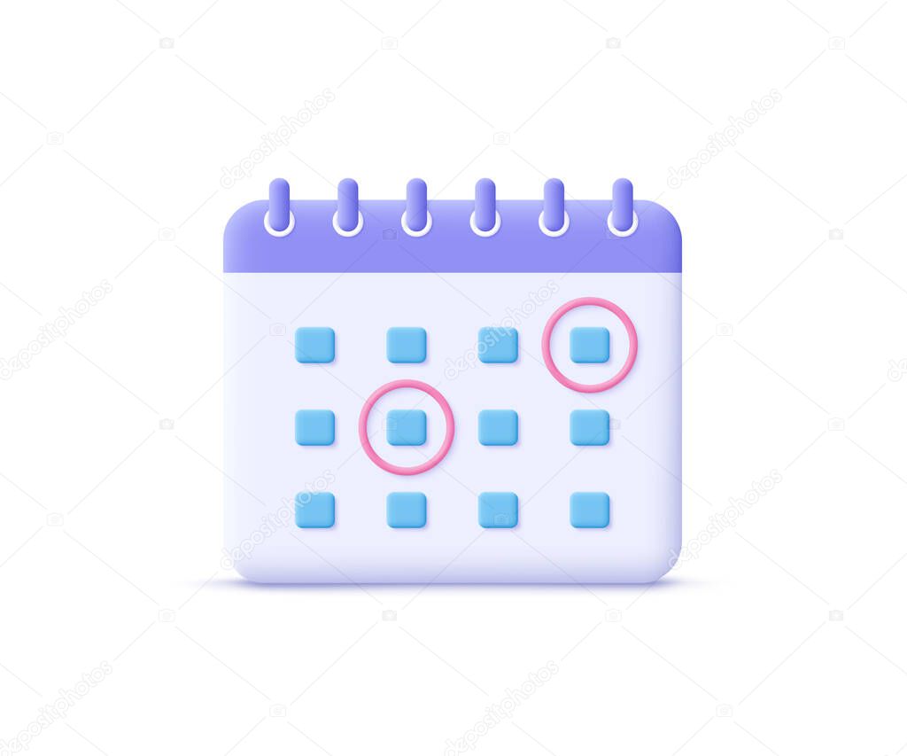 Calendar assignment icon. Planning concept. 3d vector illustration.