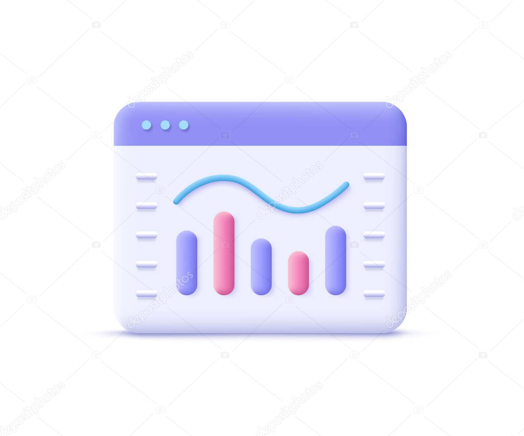 Sales, increase money growth icon, progress marketing. 3d vector illustration. 