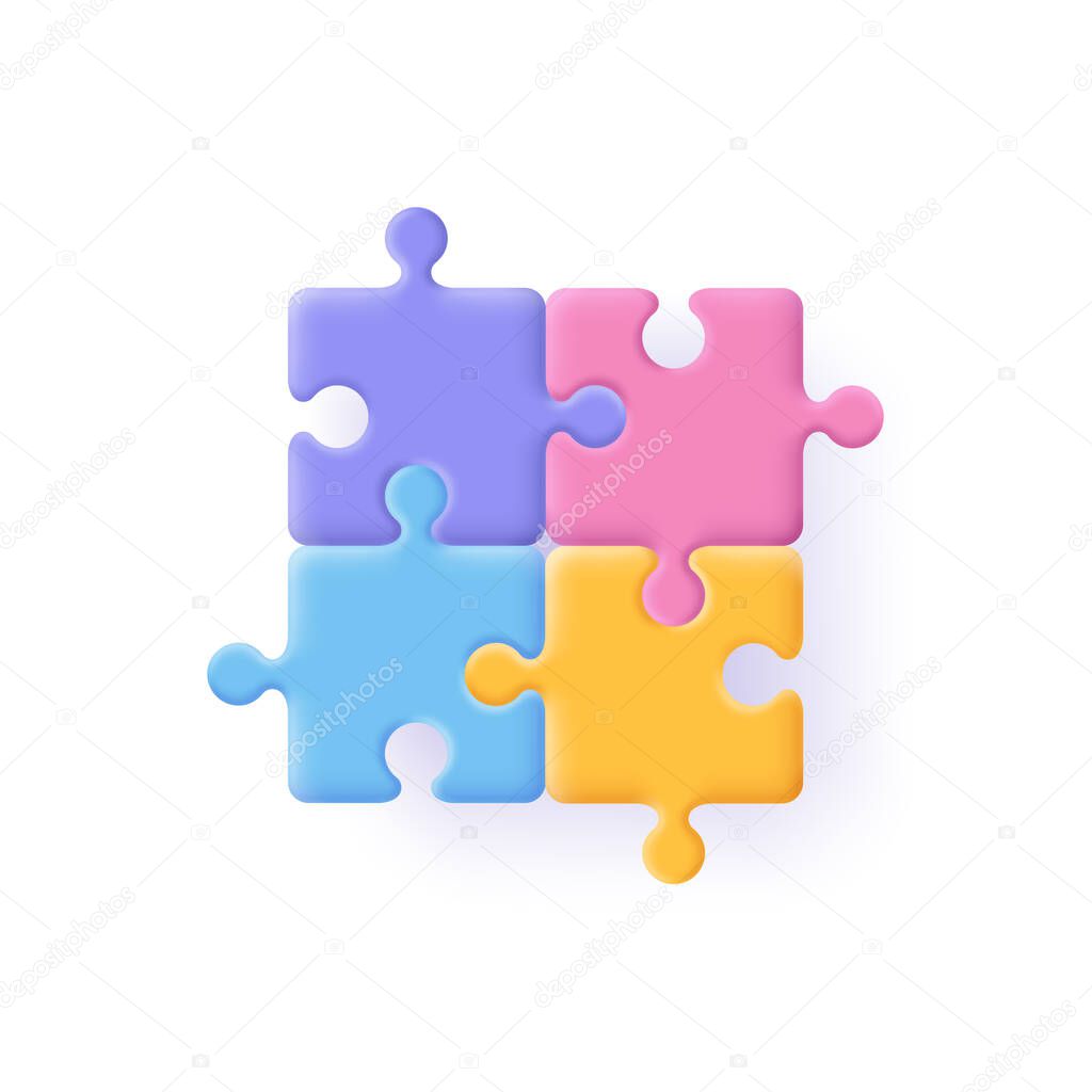 Puzzle, jigsaw, incomplete data concept. Puzzle pieces icon. 3d vector illustration.