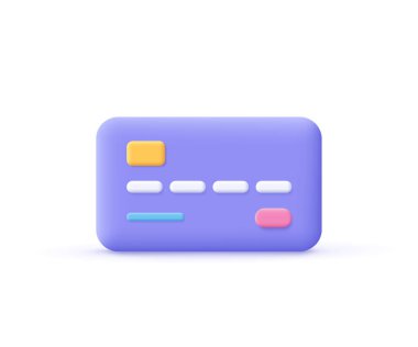 Kredi kartı ikonu. İş, ödeme, finans konsepti. 3d vektör illüstrasyonu.