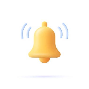 Notification message bell icon alert and alarm icon. 3d vector illustration. clipart