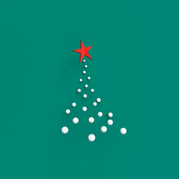 Αφηρημένη Λευκό Έλατο Χριστουγεννιάτικο Δέντρο Κατασκευασμένο Από Σφαίρες Και Ένα — Φωτογραφία Αρχείου
