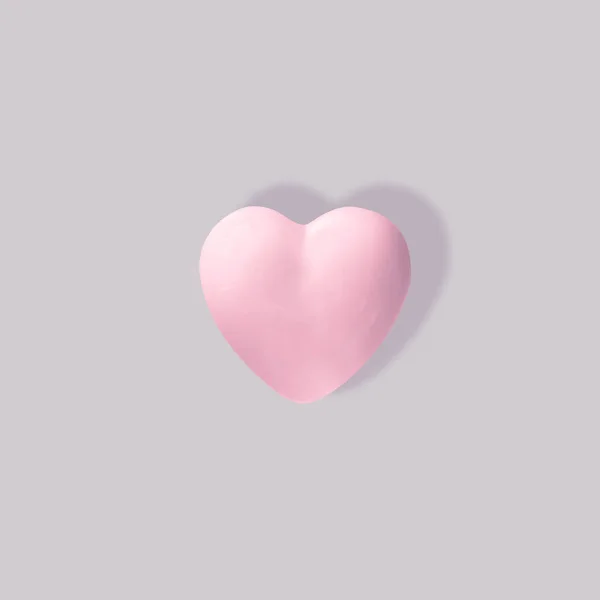 Εικόνα Πορσελάνη Ροζ Καρδιά Ένα Γκρι Φόντο Σκιά — Φωτογραφία Αρχείου