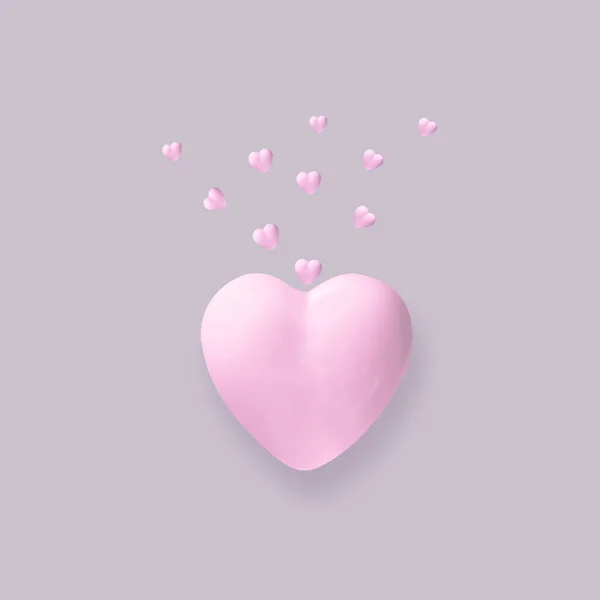 Εικόνα Πορσελάνη Ροζ Καρδιά Ένα Γκρι Φόντο Από Οποίο Μικρές — Φωτογραφία Αρχείου