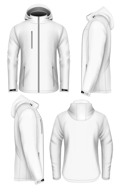 Uomo con cappuccio modello giacca softshell design — Vettoriale Stock