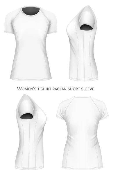 Kadın t-shirt raglan kısa kollu. — Stok Vektör