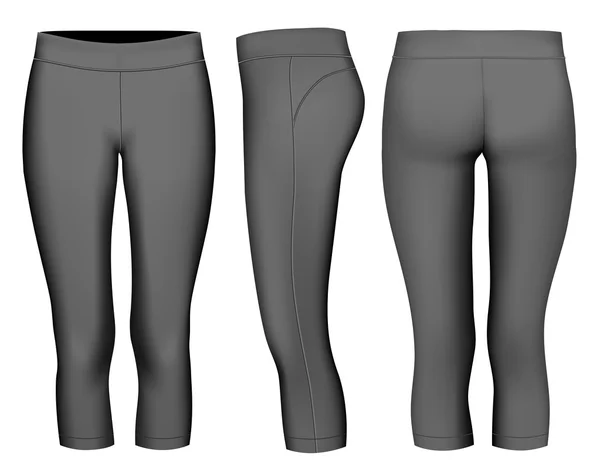 Women 3-4 long black tights. — Stock Vector