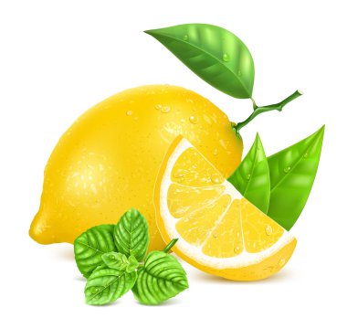 taze limon ve nane yaprakları ile.