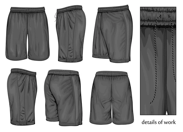 Mens svart sport shorts. — Stock vektor