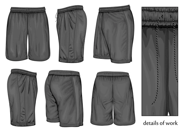 Mens black sport shorts. — Stock Vector