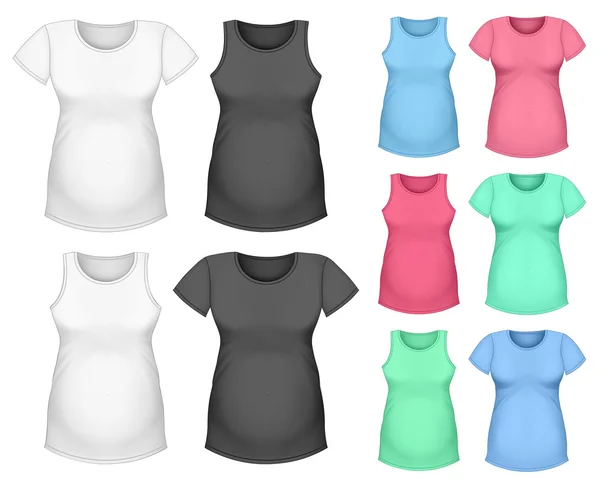 Ciążowe krótki rękaw t-shirt i góry zbiornika — Wektor stockowy