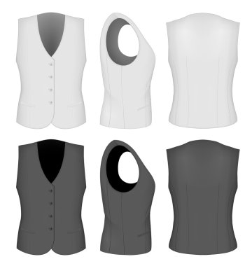 Ladies white and black waistcoats. clipart