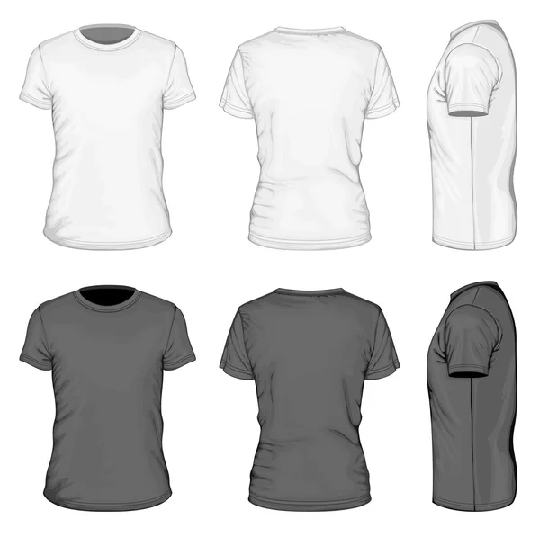 T-shirt homme manches courtes blanc et noir — Image vectorielle