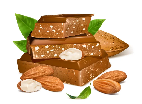Chocolates with almonds — Stock Vector