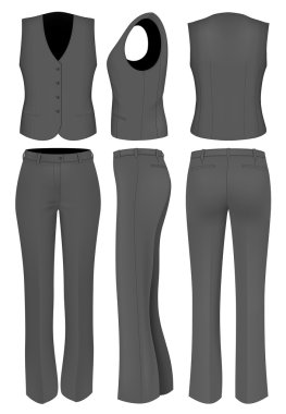 Formal black trousers suit for women clipart