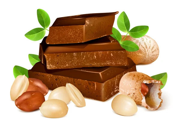 Chocolates con cacahuetes . — Vector de stock