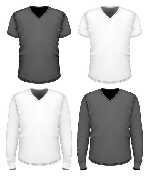Men t-shirt v-neck short and long sleeve.