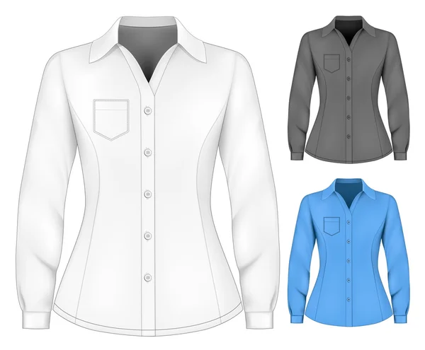 Formele lange mouwen blouses voor dame. — Stockvector