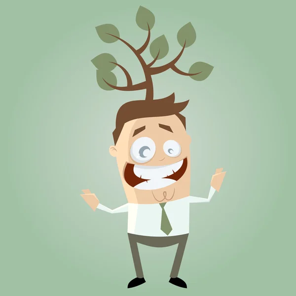 Funny cartoon man with tree — Stock Vector