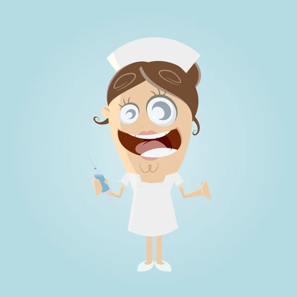 Αστείο καρτούν νοσοκόμα με σύριγγα — Διανυσματικό Αρχείο