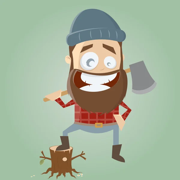 Funny cartoon lumberjack — Stock Vector