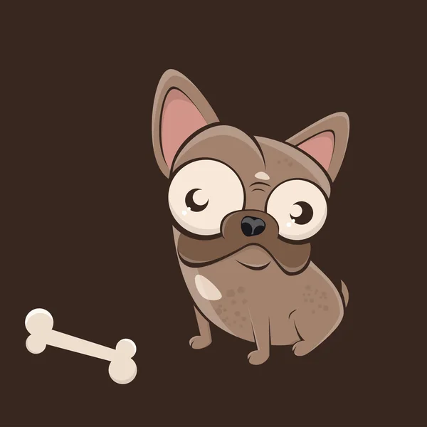 Cão dos desenhos animados com um osso — Vetor de Stock