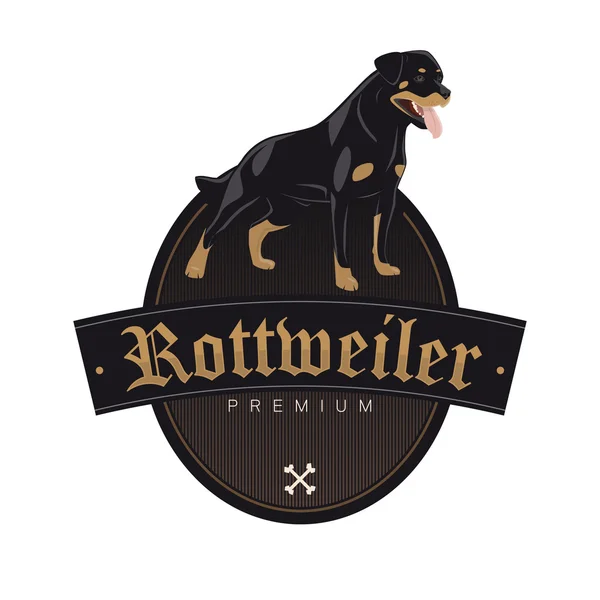 Perro rottweiler en una insignia — Archivo Imágenes Vectoriales