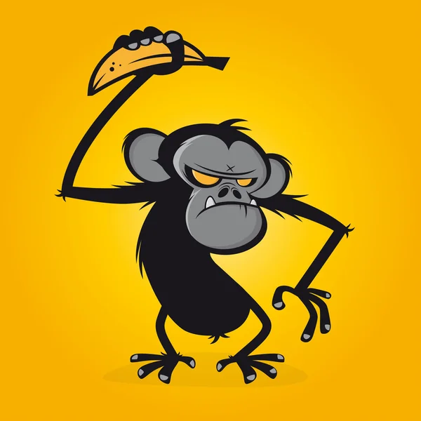 Scimmia arrabbiata con banana — Vettoriale Stock