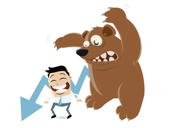 Мультфильм с человеком и медведем — стоковый вектор