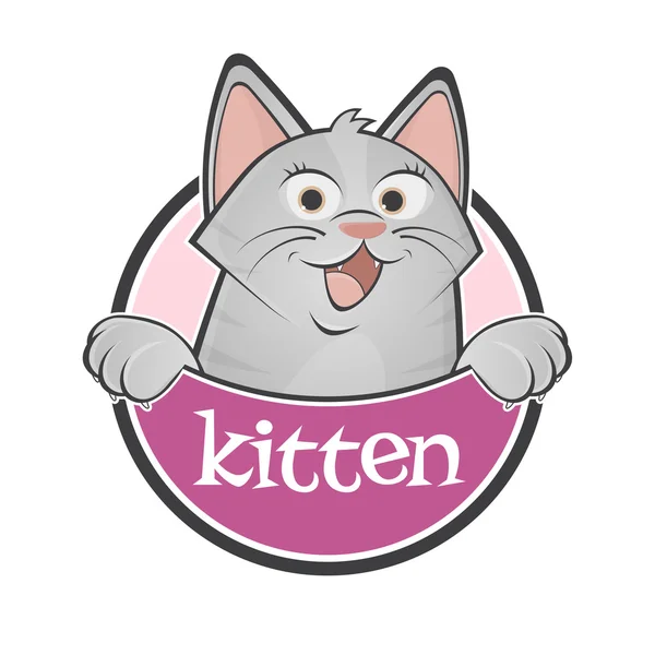 Chaton dessin animé dans un badge — Image vectorielle