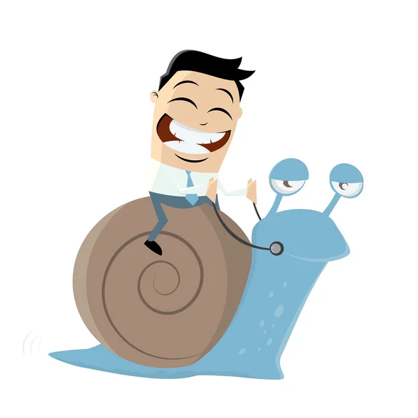 Businessman riding a slow snail — Stock Vector