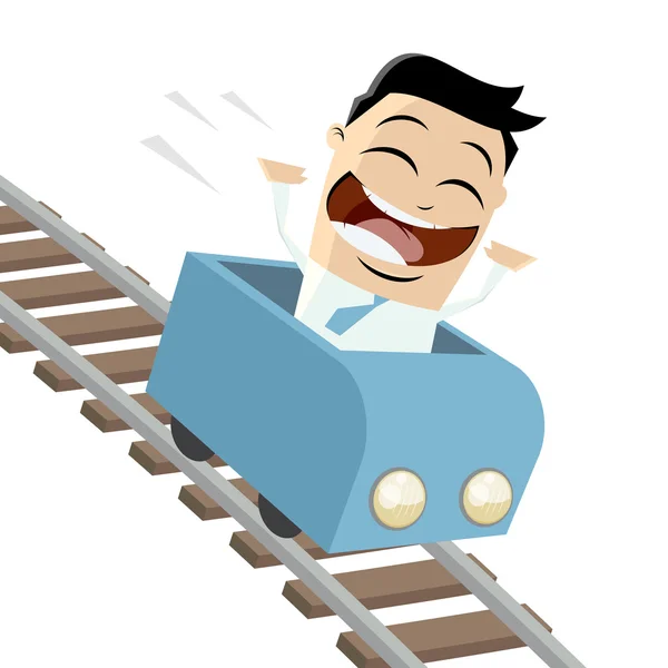 Happy businessman in a roller coaster — Stock Vector