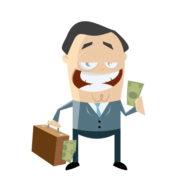 Корумпований бізнесмен з грошима в сумці — стоковий вектор