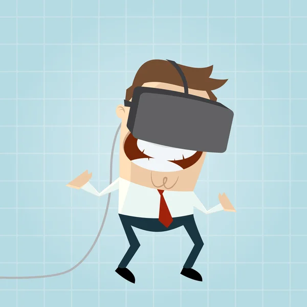 Vicces rajzfilm embert vr szemüveg a virtuális térben — Stock Vector
