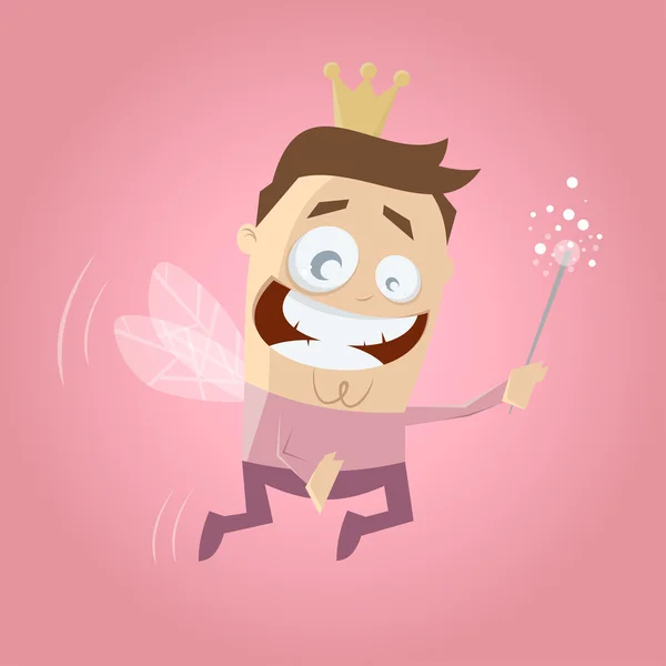 Funny male cartoon fairy — Stock Vector