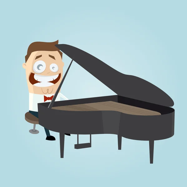 Funny cartoon man playing piano — Stock Vector