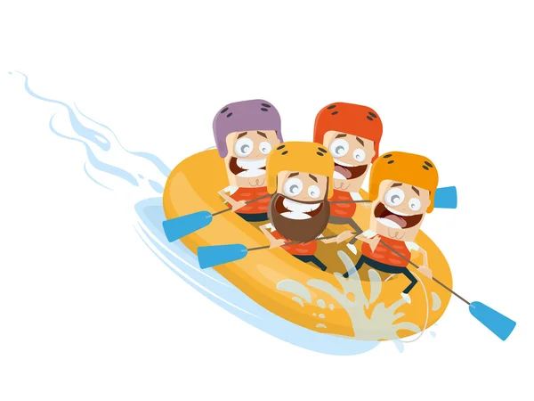 River Rafting Cartoon Cliparts Vektor — Stockvektor