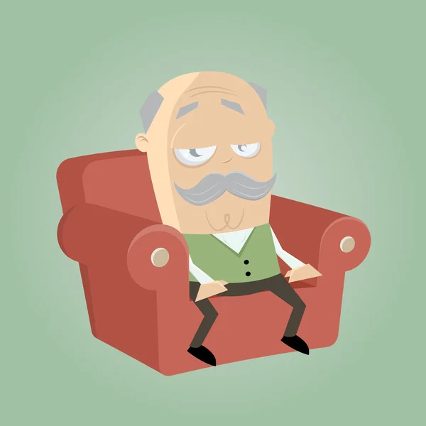 Bored senior sitting in his armchair — Stock Vector