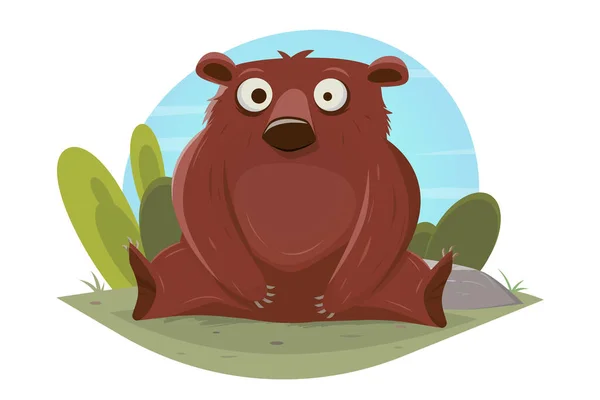 Funny Cartoon Bear Vector Illustration — Stock Vector