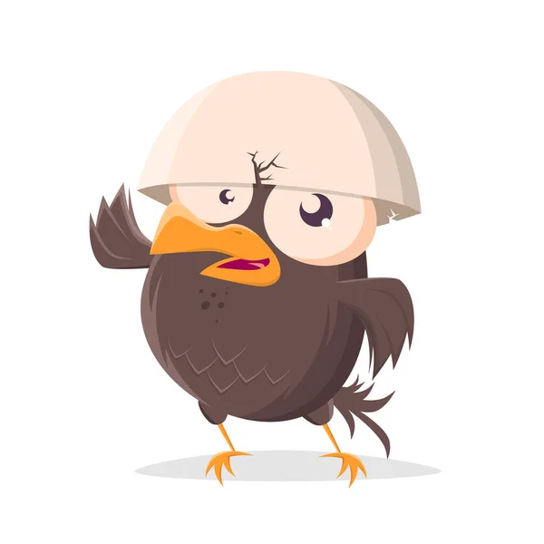 卵のヘルメットと面白い漫画の鳥 — ストックベクタ