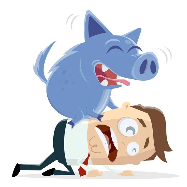 Cartoon Illustration Businessman His Inner Pig Dog — Stock Vector