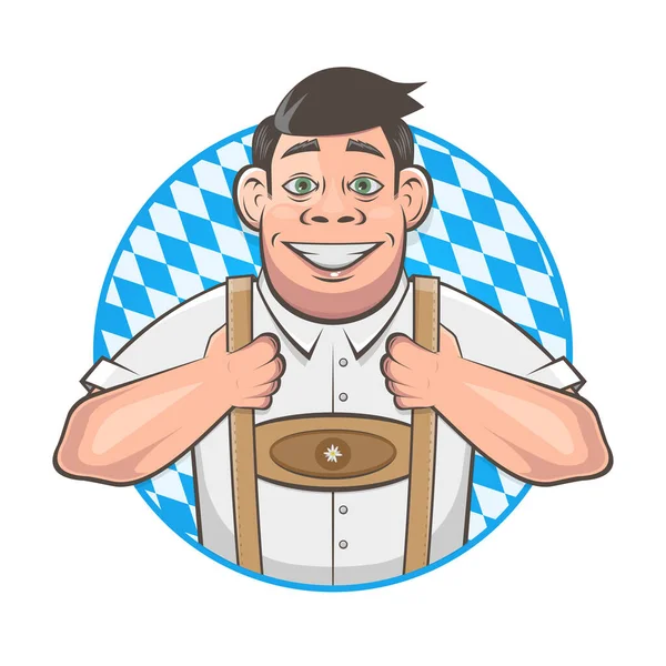 Cartoon Logo Handsome Bavarian Man — Stock Vector