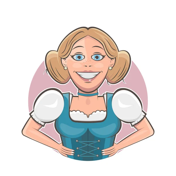 Logo Dibujos Animados Una Chica Bavariana — Vector de stock